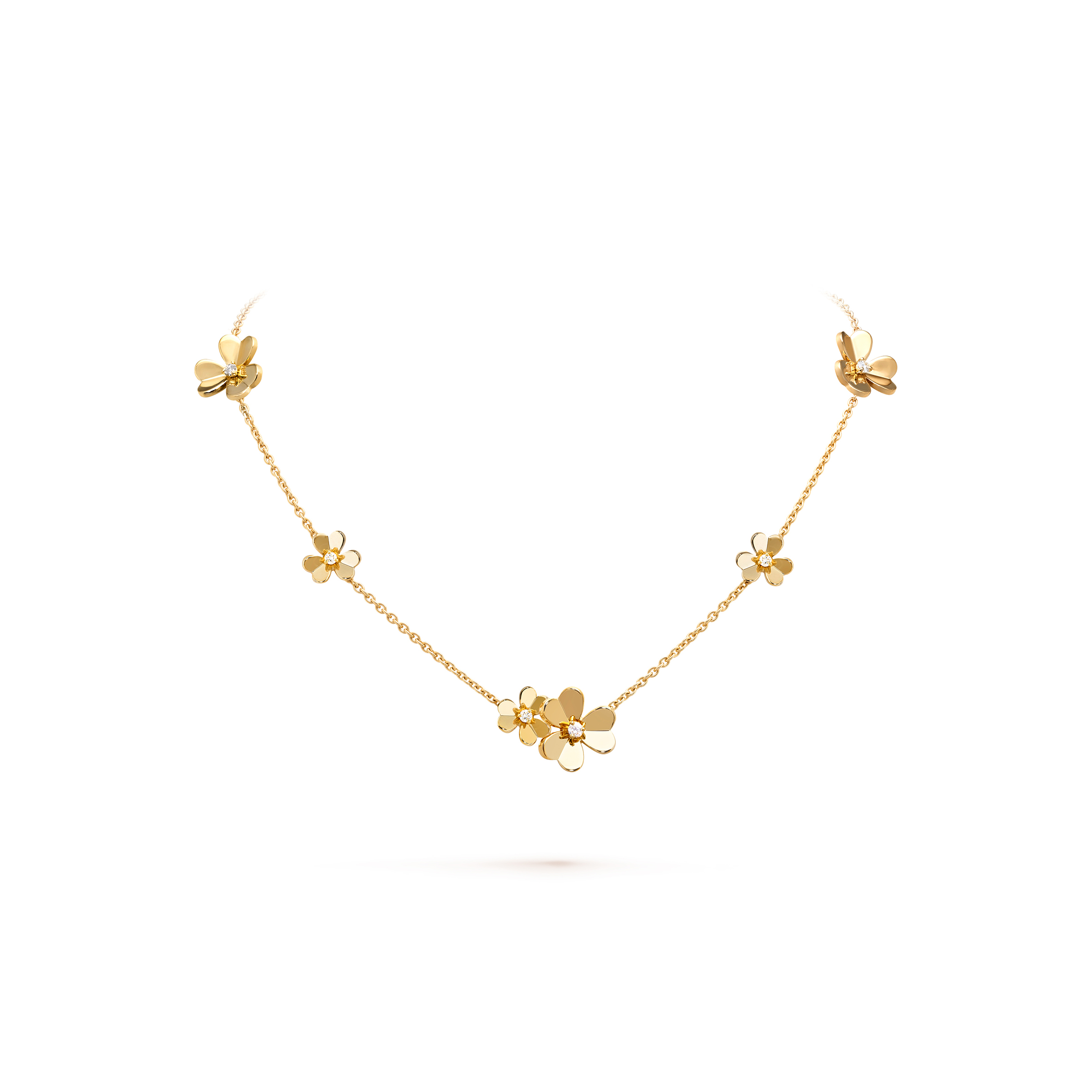 v*n cl*f arpels frivole necklace, 9 flowers - yellow gold, Di*m*nd  vcard31500